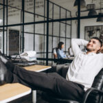 Infographic showing strategies for men to combat stress and burnout, featuring self-care techniques and support resources.